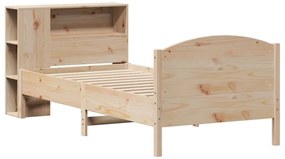 vidaXL Κρεβάτι Βιβλιοθήκη Χωρίς Στρώμα 75x190 εκ Μασίφ Ξύλο Πεύκο