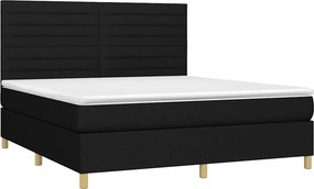 vidaXL Κρεβάτι Boxspring με Στρώμα &amp; LED Μαύρο 180x200 εκ. Υφασμάτινο