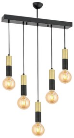 Φωτιστικό Κρεμαστό ArteLibre AQUILA Πεντάφωτο Μαύρο/Χρυσό Μέταλλο 70x90cm