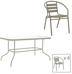 Σετ κήπου Τραπεζαρία Tade - Valor σετ 5 τεμ. μέταλλο - γυαλί σαμπανιζέ 110x60x70 εκ. 110x60x70 εκ.