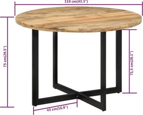 vidaXL Τραπεζαρία 110 x 75 εκ. από Μασίφ Ξύλο Μάνγκο