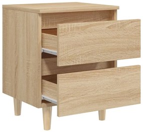 Κομοδίνα 2 τεμ. Sonoma Δρυς 40x35x50εκ. Πόδια από Ξύλο Πεύκου - Καφέ
