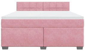 vidaXL Κρεβάτι Boxspring με Στρώμα Ροζ 180x200 εκ. Βελούδινο