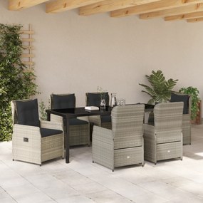 vidaXL ΣΕΤ ΤΡΑΠΕΖΑΡΙΑΣ ΚΗΠΟΥ 7 Κομμάτια Ανοιχτό γκρι Πολυ Ρατάν