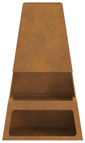 vidaXL Φωτιά με αποθήκη ξύλων 60x35x100 εκ. από καιρικό χάλυβα