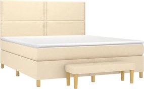 vidaXL Κρεβάτι Boxspring με Στρώμα Κρεμ 180x200 εκ. Υφασμάτινο