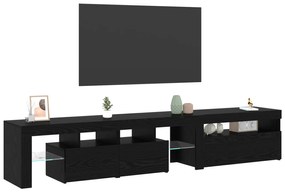 vidaXL Ντουλάπες Τηλεόρασης 2 τμχ με LED Φώτα Μαύρη Δρυς Επεξεργασμένο Ξύλο