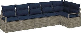 vidaXL Σετ Καναπέ 6 pcs Γκρι συνθετικό ρατάν