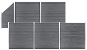 vidaXL Πάνελ Περίφραξης 5 Τετράγωνα + 1 Κεκλιμένο Γκρι 965x186 εκ. WPC