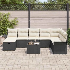 vidaXL Σετ Καναπέ Κήπου 9 pcs Μαύρο και κρεμ 297.5 x 187.5 x 85 εκ