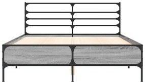 vidaXL Πλαίσιο Κρεβατιού Γκρι Sonoma 120 x 190εκ. Επεξ. Ξύλο &amp; Μέταλλο