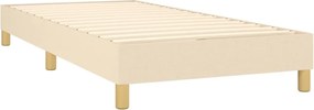 vidaXL Κρεβάτι Boxspring με Στρώμα Κρεμ 90x200 εκ.Υφασμάτινο