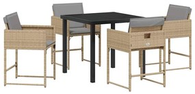vidaXL Σέτ φαγητού για κήπο 5 pcs Μπεζ συνθετικό ρατάν