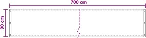 vidaXL Οθόνη Μπαλκονιού Άμμος 90 x 700 cm HDPE και Αλουμίνιο