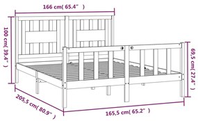 vidaXL Πλαίσιο Κρεβατιού με Κεφαλάρι Λευκό 160x200 εκ. από Μασίφ Πεύκο