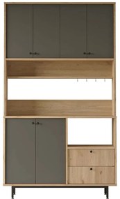 Ντουλάπι Κουζίνας 956LCS3571 120x35,5x205cm Oak-Anthracite Μοριοσανίδα, Μέταλλο
