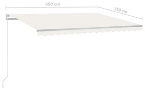 Τέντα Συρόμενη Αυτόματη με Στύλους Κρεμ 4,5 x 3,5 μ. - Κρεμ