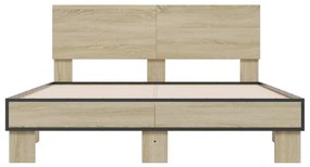 vidaXL Πλαίσιο Κρεβατιού Sonoma Δρυς 140x200 εκ. Επεξ. Ξύλο &amp; Μέταλλο