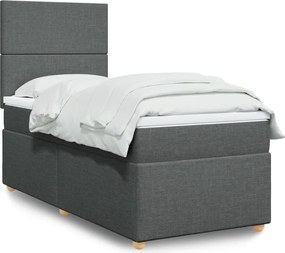 vidaXL Κρεβάτι Boxspring με Στρώμα Σκούρο Γκρι 90x190 εκ. Υφασμάτινο