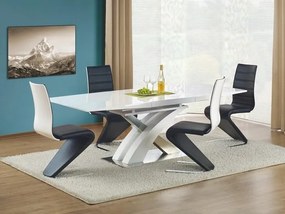 Τραπέζι Houston 222, Γυαλιστερό λευκό, 77x90x160cm, 86 kg, Επιμήκυνση, Ινοσανίδες μέσης πυκνότητας, Μέταλλο, Ινοσανίδες μέσης πυκνότητας | Epipla1.gr