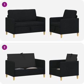 vidaXL Σαλονάκι Σετ Με Αποθηκευτικό Χώρο 2 pcs Μαύρο Πολυεστέρας