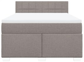 Κρεβάτι Boxspring με Στρώμα Taupe 140x190 εκ. Υφασμάτινο - Μπεζ-Γκρι