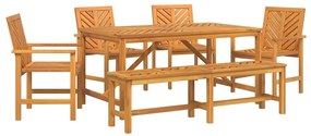 vidaXL Σέτ φαγητού για κήπο 6 pcs Καφέ Στερεό Ξύλο Ακακίας