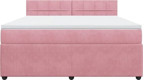 vidaXL Κρεβάτι Boxspring με Στρώμα Ροζ 180x200 εκ. Βελούδινο