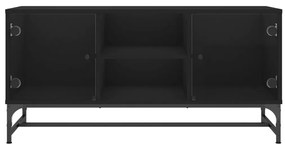 vidaXL Έπιπλο Τηλεόρασης Μαύρο 102x37x50 εκ. με Γυάλινες Πόρτες