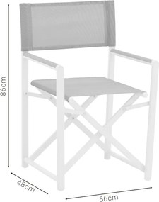 Πολυθρόνα σκηνοθέτη Mabu pakoworld λευκό αλουμίνιο 56x48x86εκ