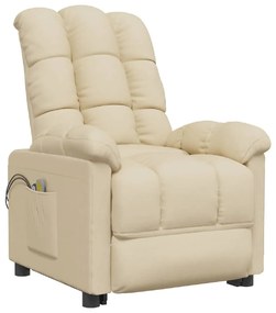vidaXL Πολυθρόνα Μασάζ με Ανύψωση Κρεμ Υφασμάτινη
