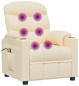 vidaXL Πολυθρόνα Μασάζ Ηλεκτρική Κρεμ Υφασμάτινη