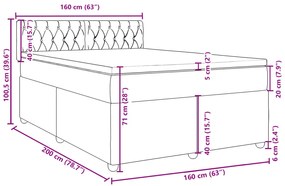 Κρεβάτι Boxspring με Στρώμα Μπλε 160x200 εκ. Βελούδινο - Μπλε