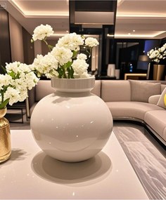 Stewehome μοντέρνο απλό κομψό λευκό βάζο από γυαλί Λευκό 22x24x11 cm