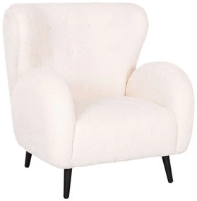 Πολυθρόνα Μπερζέρα Kryly HM9593.06 83x87x89cm Με Ξύλινα Πόδια & Μπουκλέ Ύφασμα Ecru Wood, Fabric
