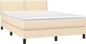 vidaXL Κρεβάτι Boxspring με Στρώμα &amp; LED Κρεμ 140x190 εκ. Υφασμάτινο