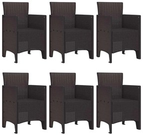 vidaXL Σέτ φαγητού για κήπο 7 pcs Καφέ Rattan Polt