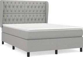 vidaXL Κρεβάτι Boxspring με Στρώμα Ανοιχτό Γκρι 140x200 εκ. Υφασμάτινο