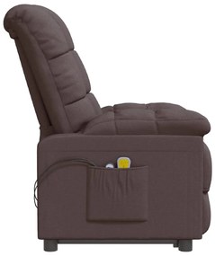 vidaXL Πολυθρόνα Μασάζ Ηλεκτρική Σκούρο Καφέ Υφασμάτινη