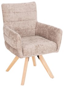 DINING ARMCHAIR GAZER  BEIGE FABRIC-RUBBERWOOD LEGS 66x63x91Hcm.