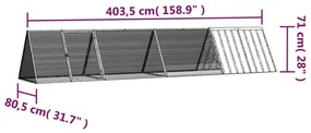 vidaXL Κλουβί Κουνελιών Γκρι 403,5x80,5x71 εκ. Γαλβανισμένος Χάλυβας