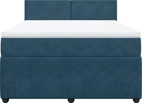 vidaXL Κρεβάτι Boxspring με Στρώμα Μπλε 160x200 εκ. Βελούδινο