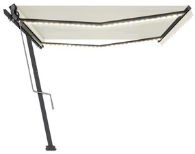 vidaXL Τέντα Αυτόματη με LED &amp; Αισθητήρα Ανέμου Κρεμ 500 x 300 εκ.