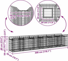 vidaXL Ανασηκωμένο κρεβάτι gabion 2 pcs Ασημί