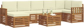 vidaXL Σειρά Καναπέ Εξωτερικού με μαξιλάρι 8 pcs Φυσικό και Κρέμα