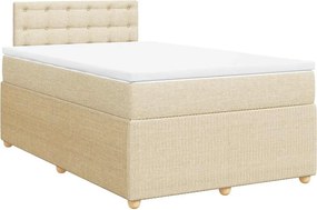 vidaXL Κρεβάτι Boxspring με Στρώμα Κρεμ 120x190 εκ. Υφασμάτινο