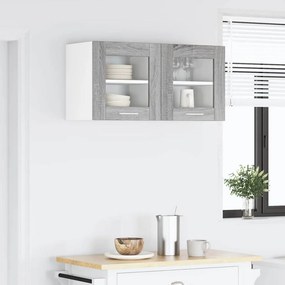 vidaXL Κρεμαστό ντουλάπι 2 pcs Γκρίζο Σονομα Επεξεργασμένο Ξύλο