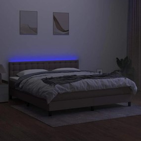 vidaXL Κρεβάτι Boxspring με Στρώμα &amp; LED Taupe 160x200 εκ. Υφασμάτινο