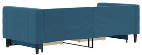 vidaXL Καναπές Κρεβάτι Συρόμενος Μπλε 90x200 εκ. Βελούδινος &amp; Συρτάρια