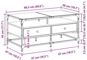 ΤΡΑΠΕΖΑΚΙ ΣΑΛΟΝΙΟΥ SONOMA ΓΚΡΙ 98,5X50X45ΕΚ. ΜΕ ΓΥΑΛΙΝΕΣ ΠΟΡΤΕΣ 846047